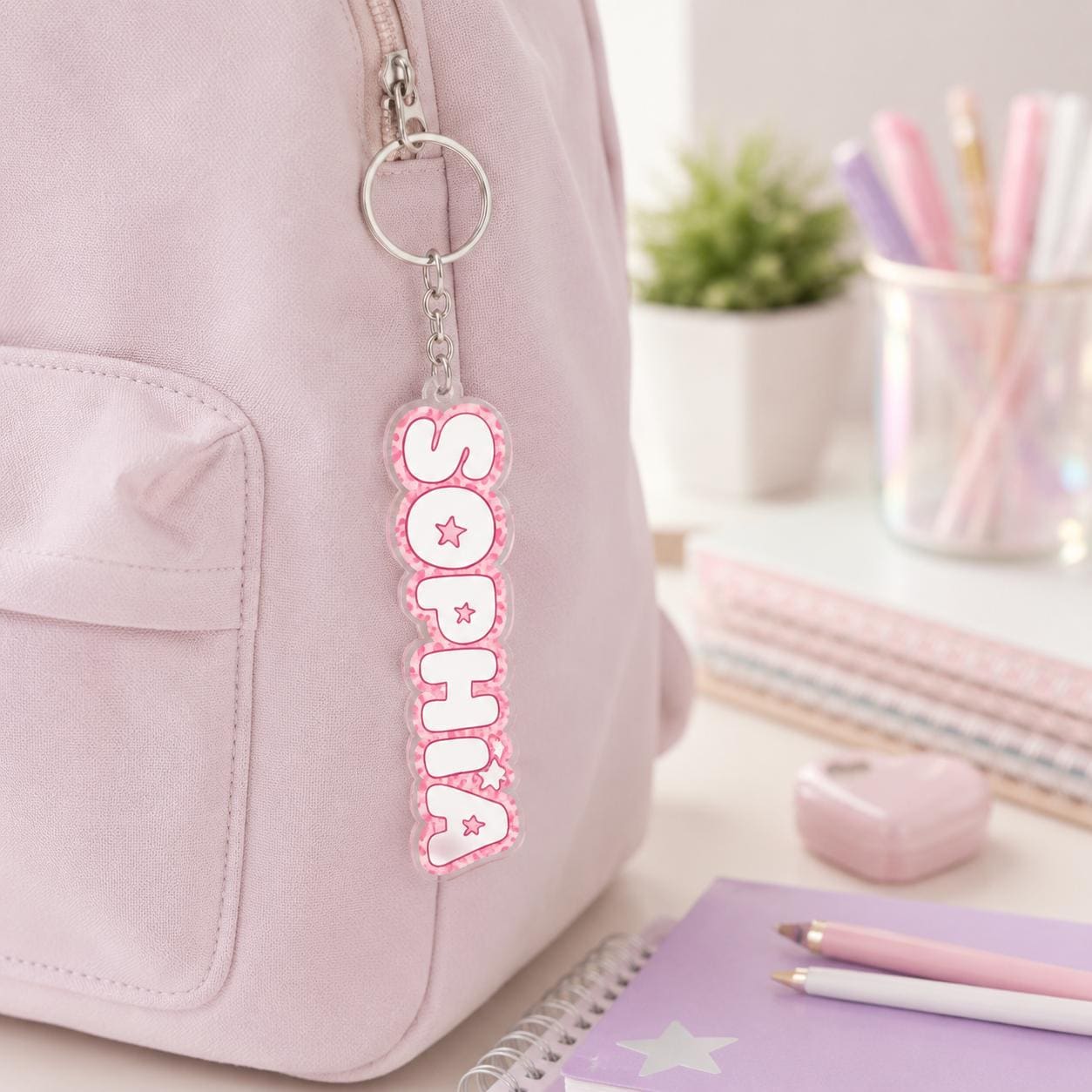 Backpack Name Tag, Personalized Name Keychain, Custom Acrylic Name Keychain, Name Tag for Backpack, Kids Backpack Charm, School Bag Gift
