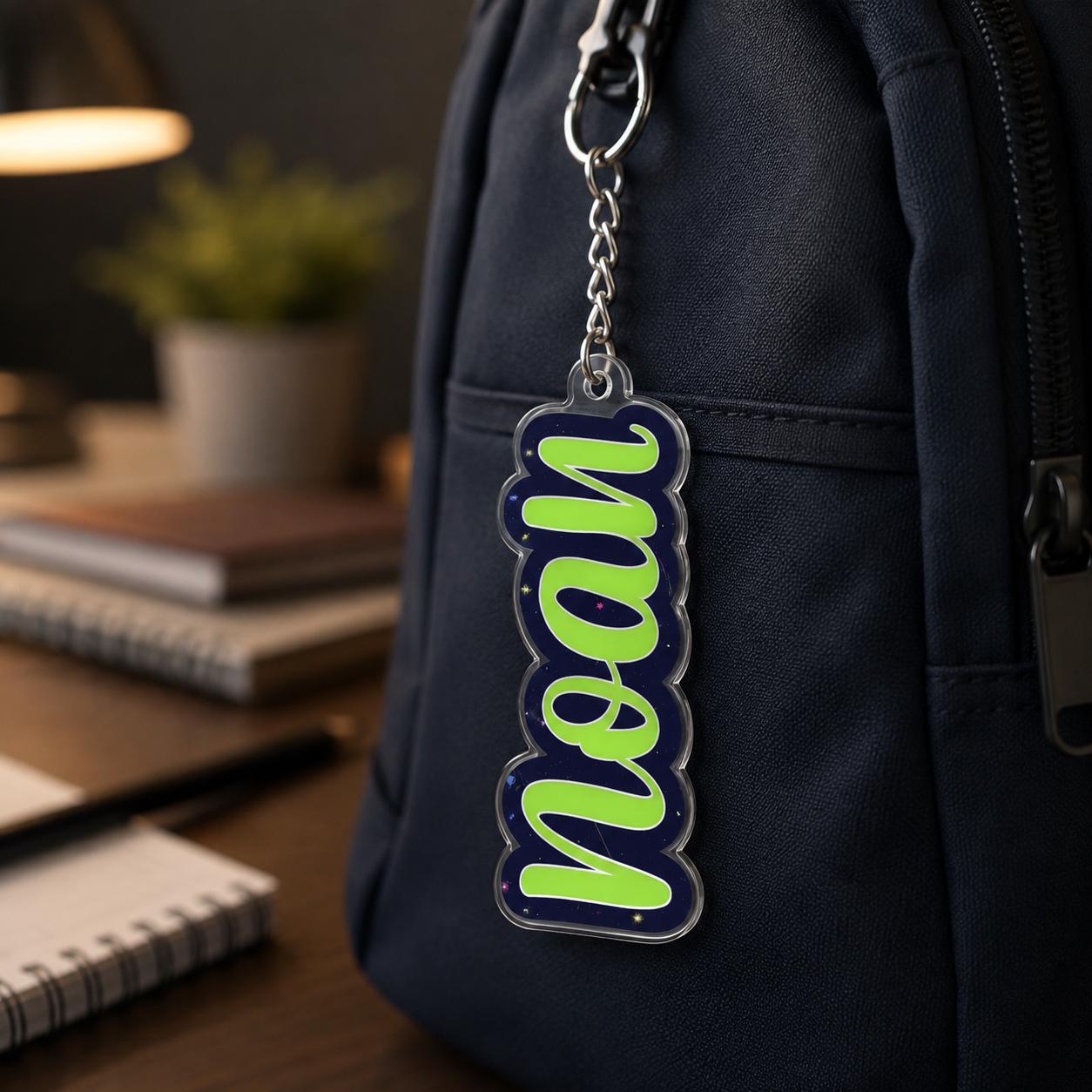 Backpack Name Tag, Personalized Name Keychain, Custom Acrylic Name Keychain, Name Tag for Backpack, Kids Backpack Charm, School Bag Gift