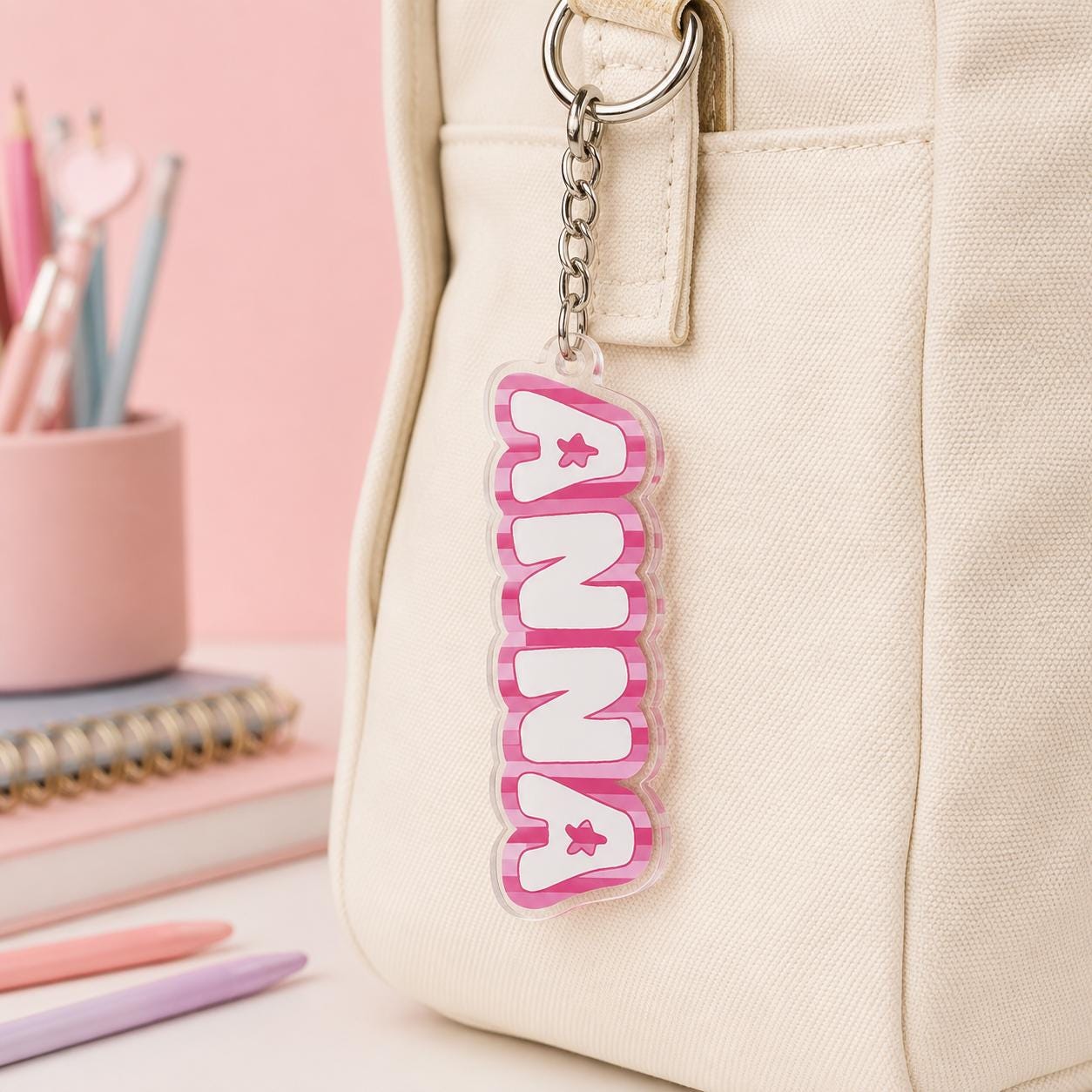 Backpack Name Tag, Personalized Name Keychain, Custom Acrylic Name Keychain, Name Tag for Backpack, Kids Backpack Charm, School Bag Gift