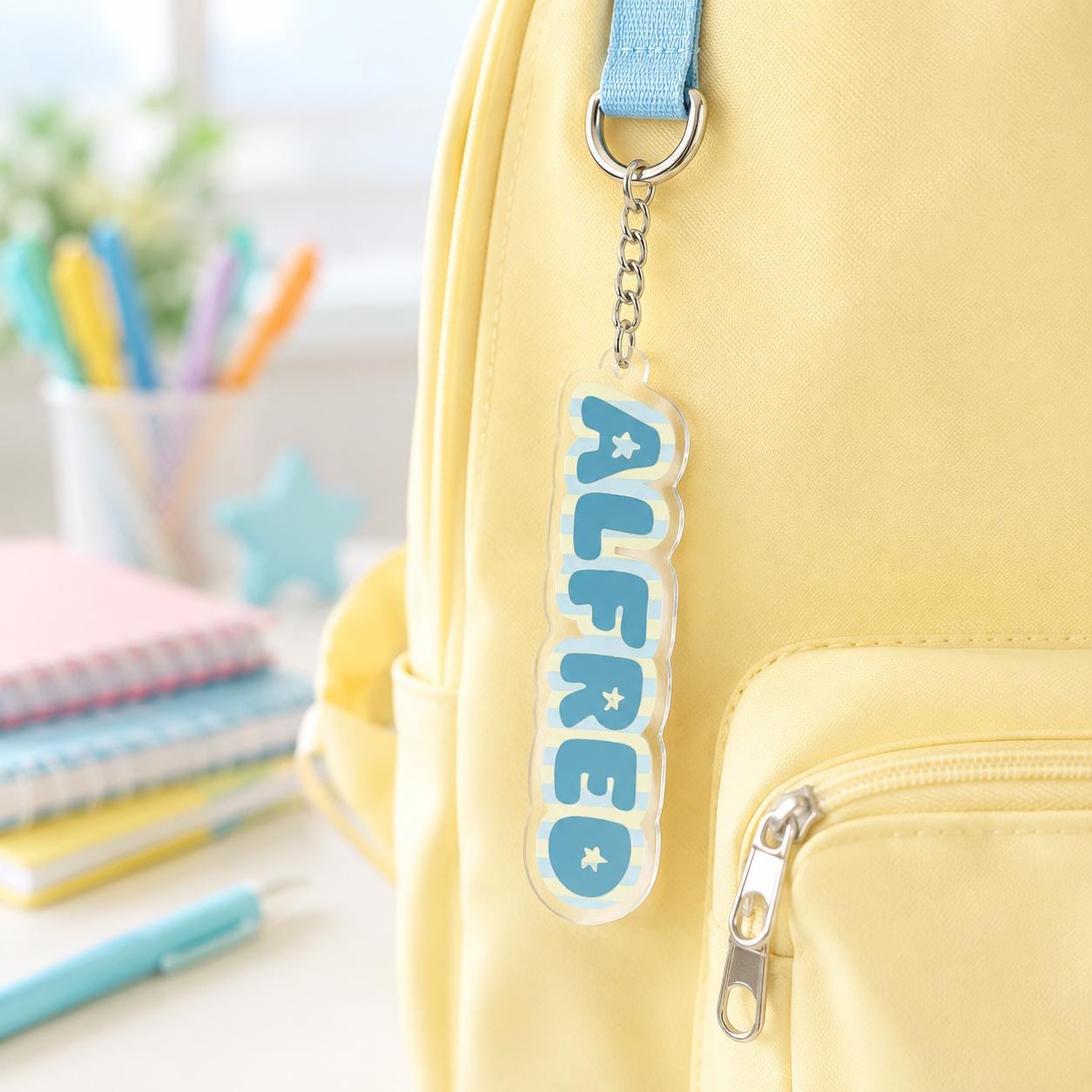Backpack Name Tag, Personalized Name Keychain, Custom Acrylic Name Keychain, Name Tag for Backpack, Kids Backpack Charm, School Bag Gift