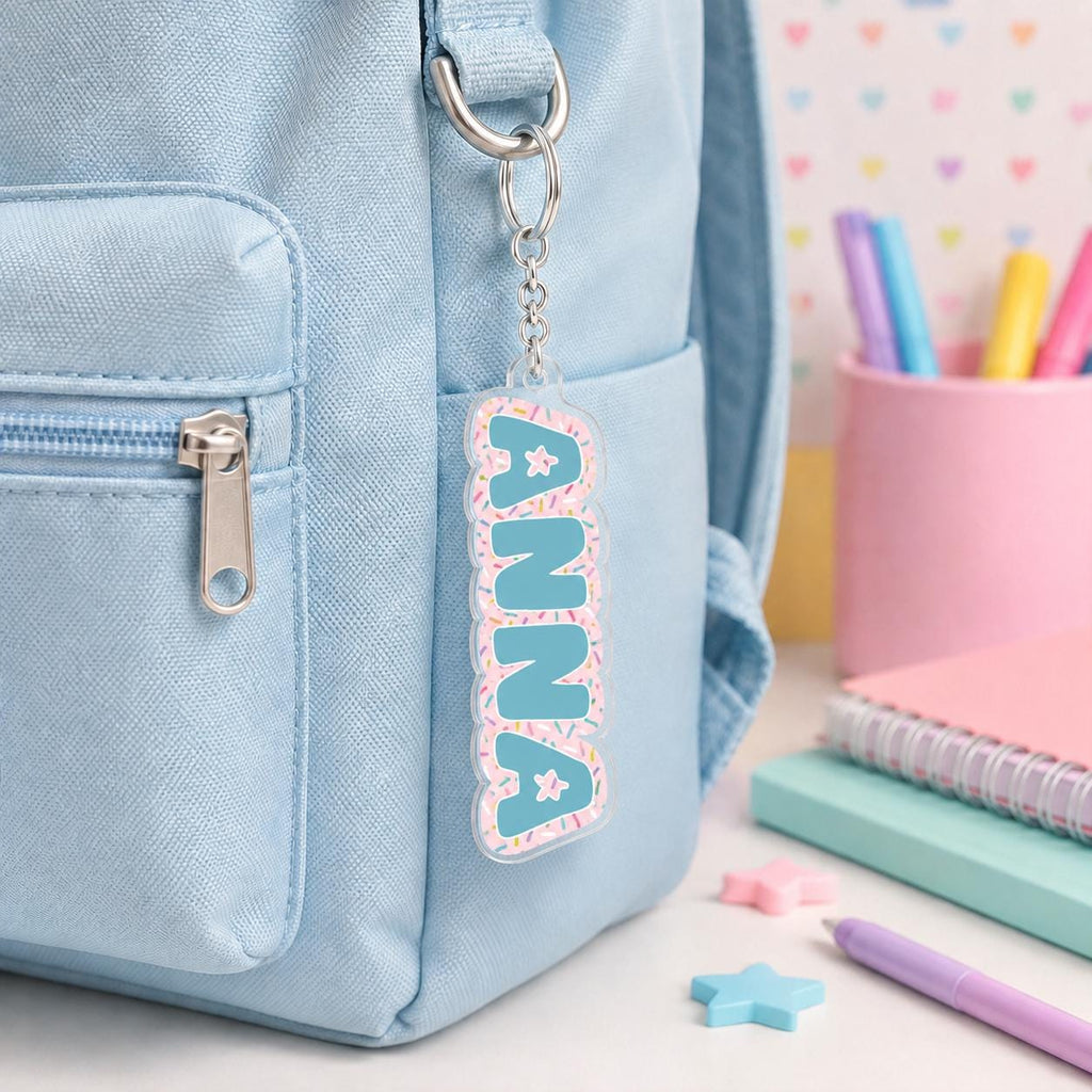 Backpack Name Tag, Personalized Name Keychain, Custom Acrylic Name Keychain, Name Tag for Backpack, Kids Backpack Charm, School Bag Gift