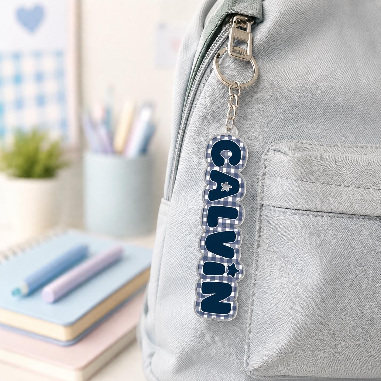 Backpack Name Tag, Personalized Name Keychain, Custom Acrylic Name Keychain, Name Tag for Backpack, Kids Backpack Charm, School Bag Gift