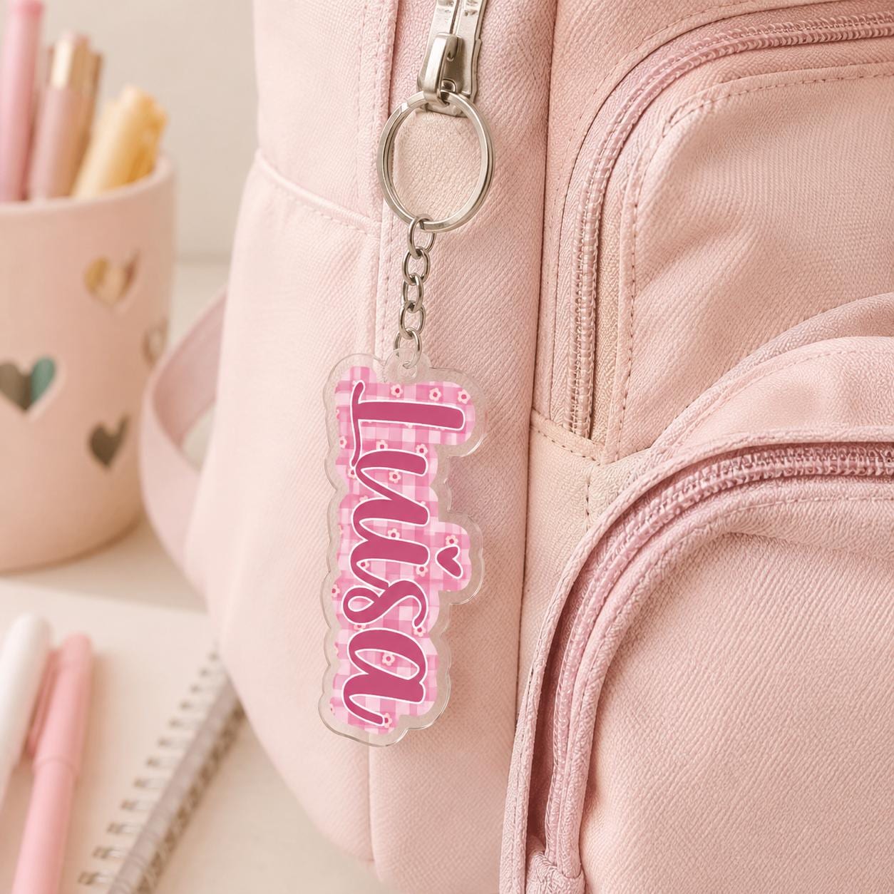 Backpack Name Tag, Personalized Name Keychain, Custom Acrylic Name Keychain, Name Tag for Backpack, Kids Backpack Charm, School Bag Gift