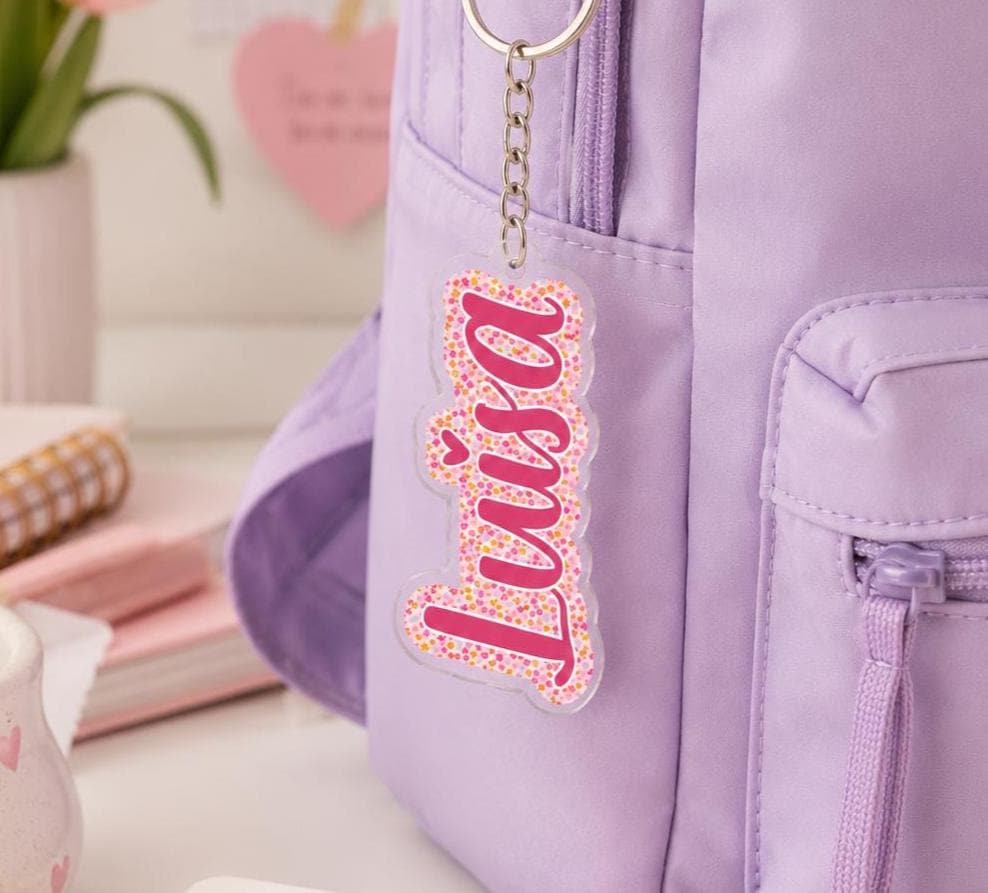 Backpack Name Tag, Personalized Name Keychain, Custom Acrylic Name Keychain, Name Tag for Backpack, Kids Backpack Charm, School Bag Gift
