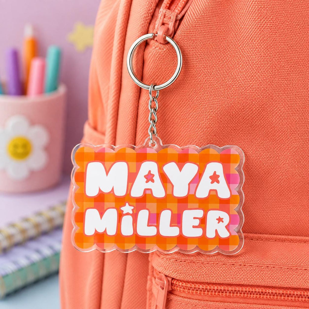 Backpack Name Tag, Personalized Name Keychain, Custom Acrylic Keychain, Kids Backpack Charm, Custom Name Tag, School Bag Tag