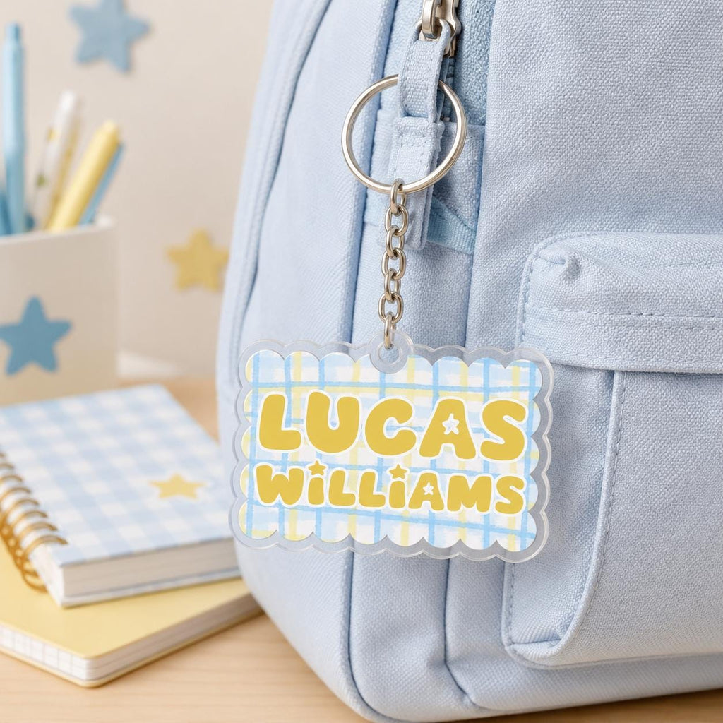 Backpack Name Tag, Personalized Name Keychain, Custom Acrylic Keychain, Kids Backpack Charm, Custom Name Tag, School Bag Tag