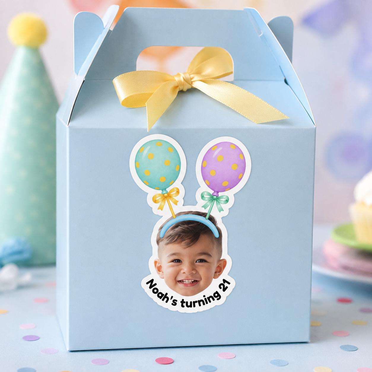 Custom Birthday Photo Stickers, Personalized Birthday Stickers, Face Stickers, Birthday Party Favor Stickers, Custom Photo Sticker