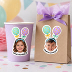 Custom Birthday Photo Stickers, Personalized Birthday Stickers, Face Stickers, Birthday Party Favor Stickers, Custom Photo Sticker