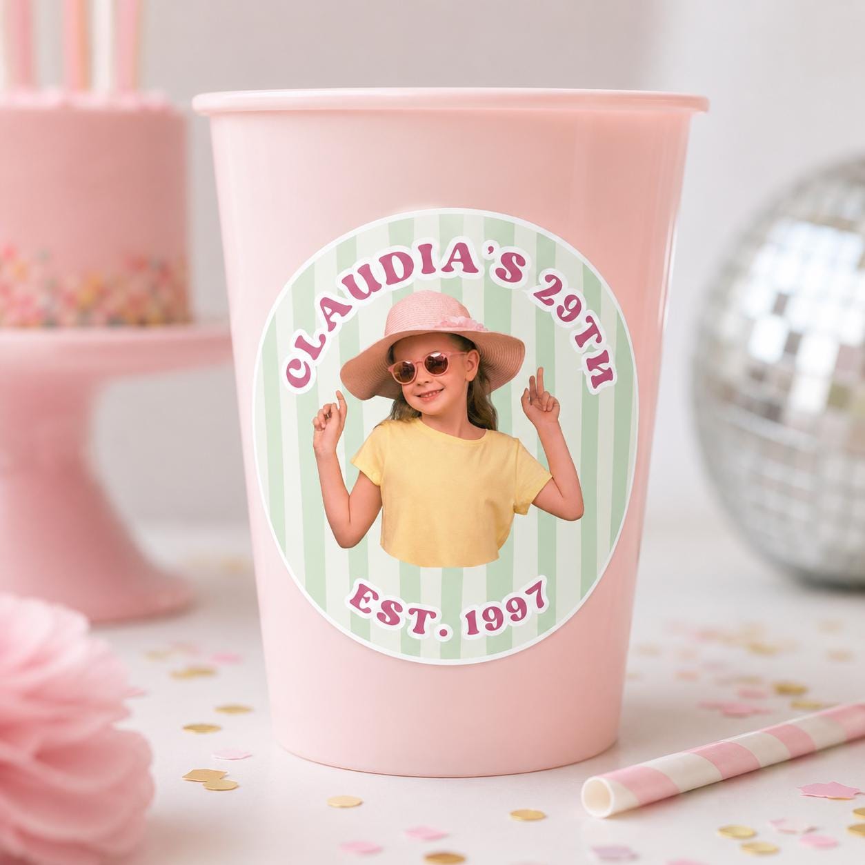 Personalized Birthday Stickers with Photo, Waterproof Custom Birthday Cup Stickers, Birthday Stickers Personalized, 6 Styles