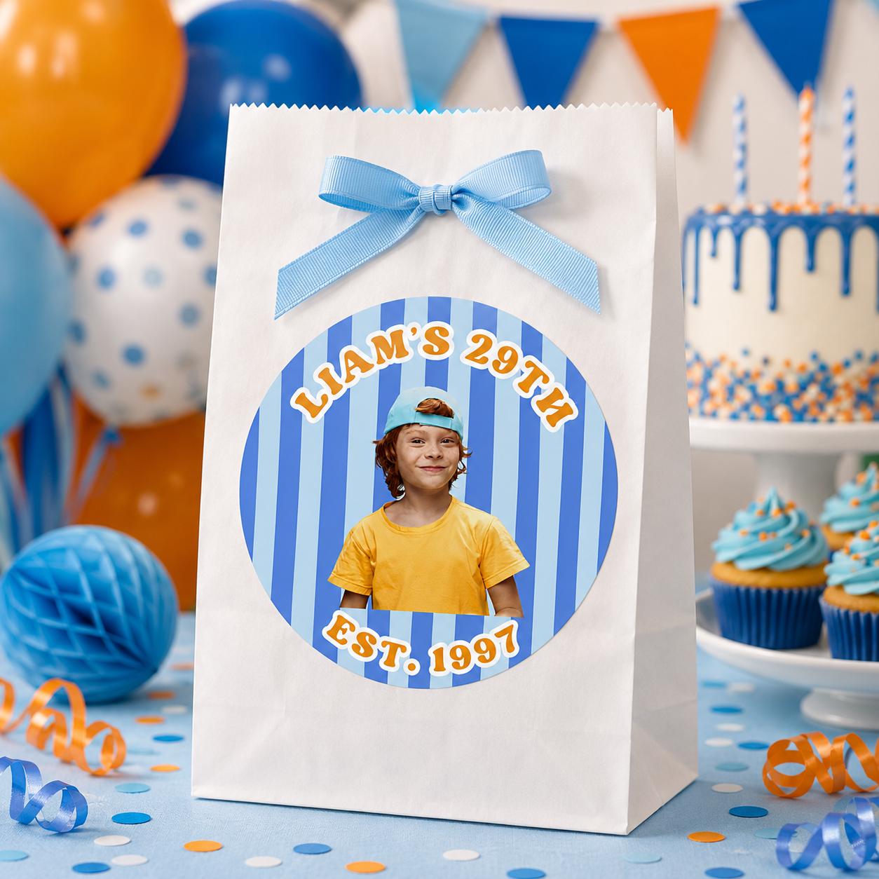 Personalized Birthday Stickers with Photo, Waterproof Custom Birthday Cup Stickers, Birthday Stickers Personalized, 6 Styles