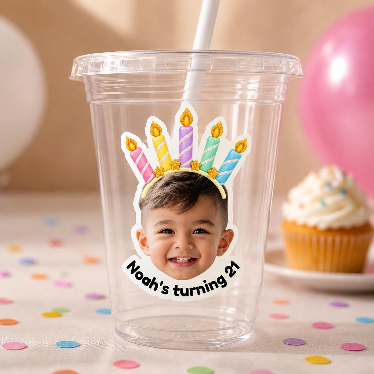 Custom Birthday Photo Stickers, Personalized Birthday Stickers, Face Stickers, Birthday Party Favor Stickers, Custom Photo Sticker