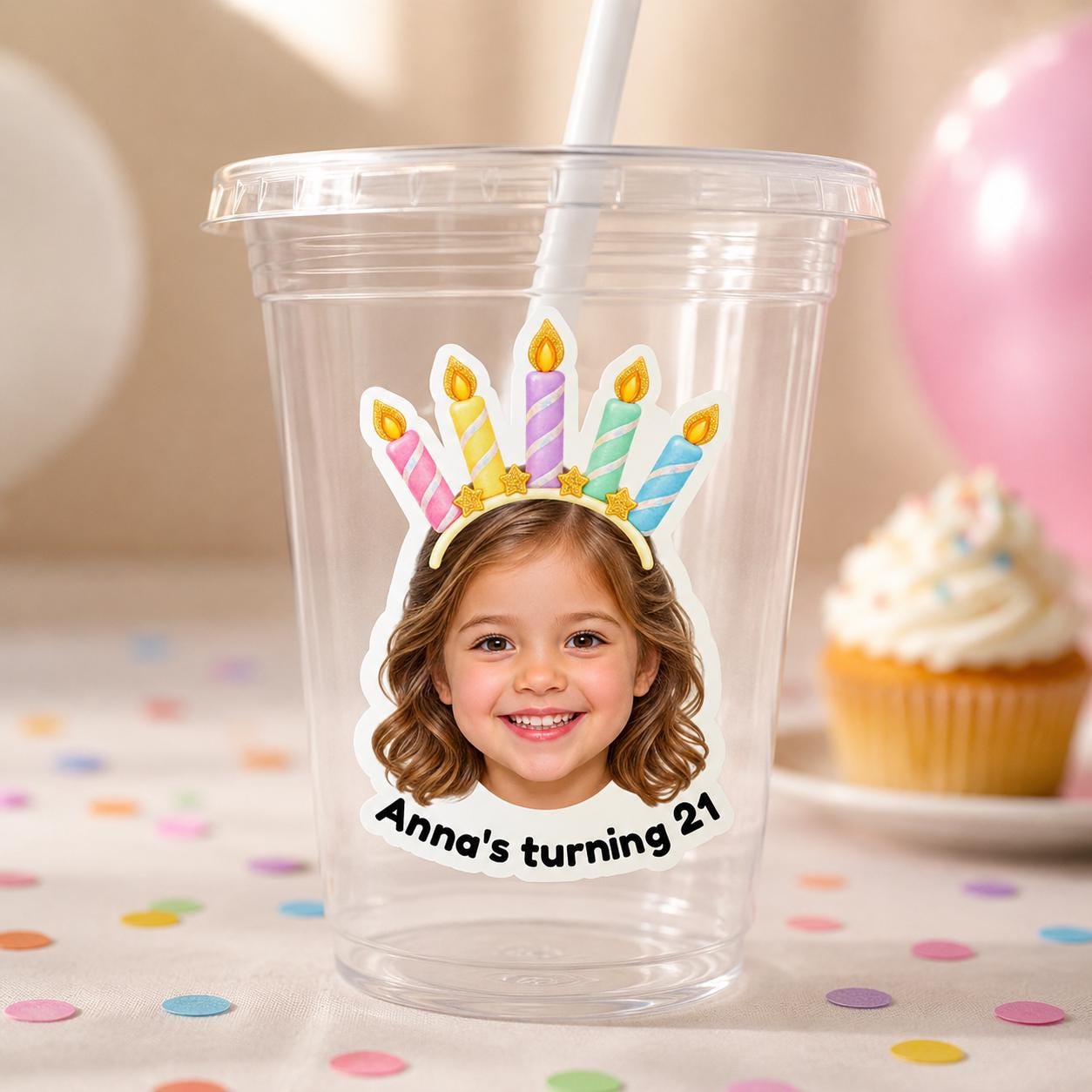 Custom Birthday Photo Stickers, Personalized Birthday Stickers, Face Stickers, Birthday Party Favor Stickers, Custom Photo Sticker