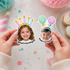 Custom Birthday Photo Stickers, Personalized Birthday Stickers, Face Stickers, Birthday Party Favor Stickers, Custom Photo Sticker