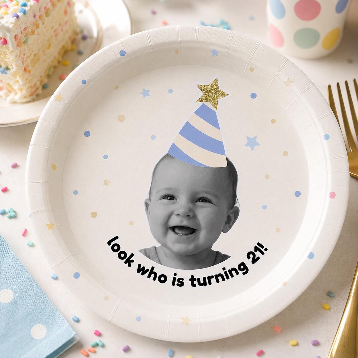 Personalized Birthday Stickers with Photo, Funny Custom Birthday Stickers, Waterproof Cup Stickers, Custom Photo Party Stickers