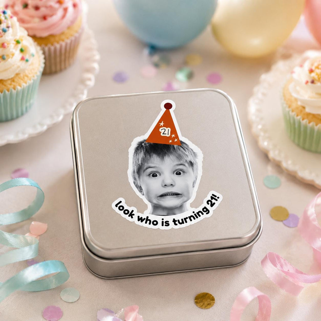 Personalized Birthday Stickers with Photo, Funny Custom Birthday Stickers, Waterproof Cup Stickers, Custom Photo Party Stickers