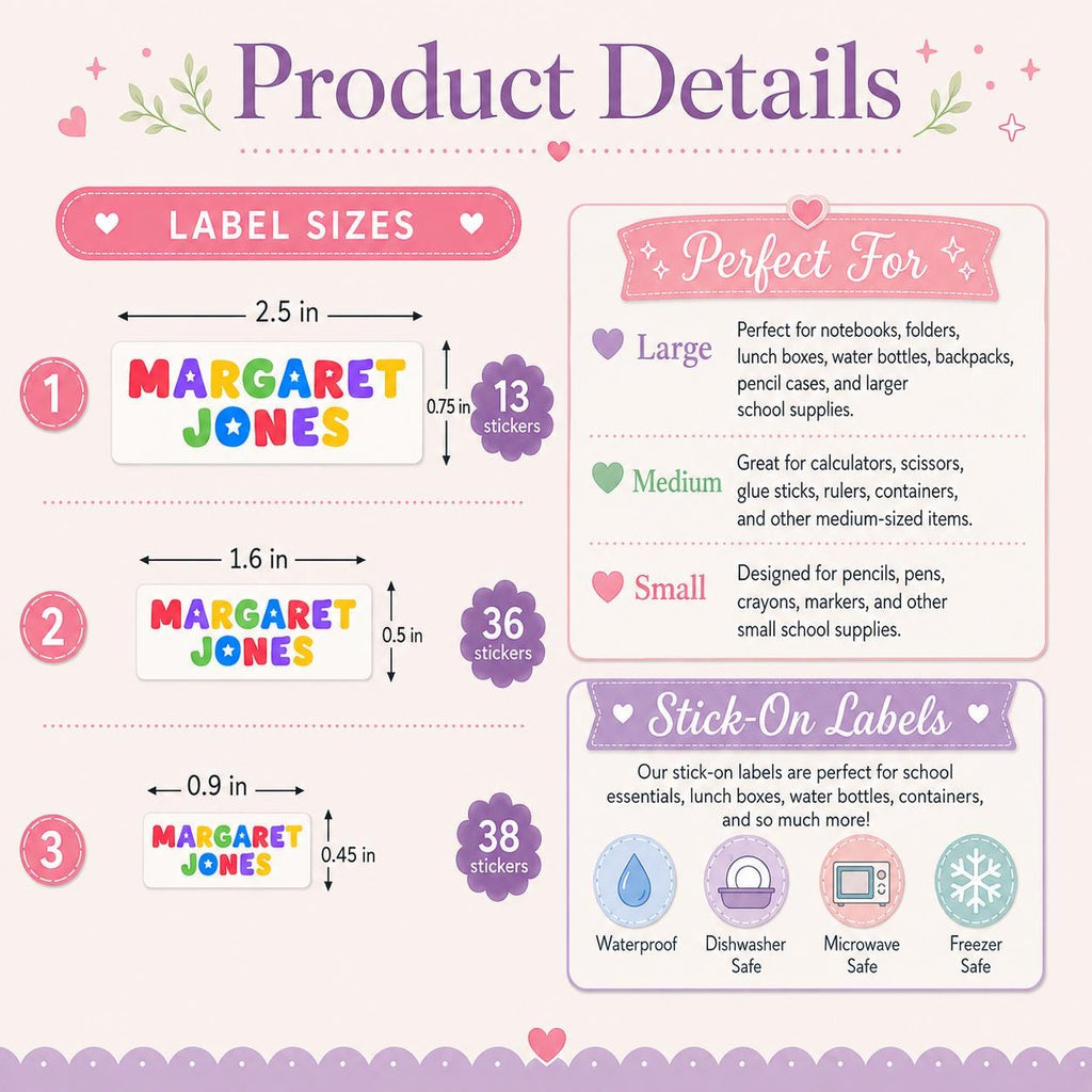 School Labels, Back to School Gift for Kids, Kids Name Stickers, Daycare Name Labels, Waterproof Name Labels, Custom Name Stickers