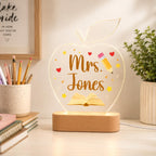 Personalized Teacher Apple Night Light, Custom Name Acrylic Lamp, Teacher Desk Decor, Classroom Gift, Back to School Gift