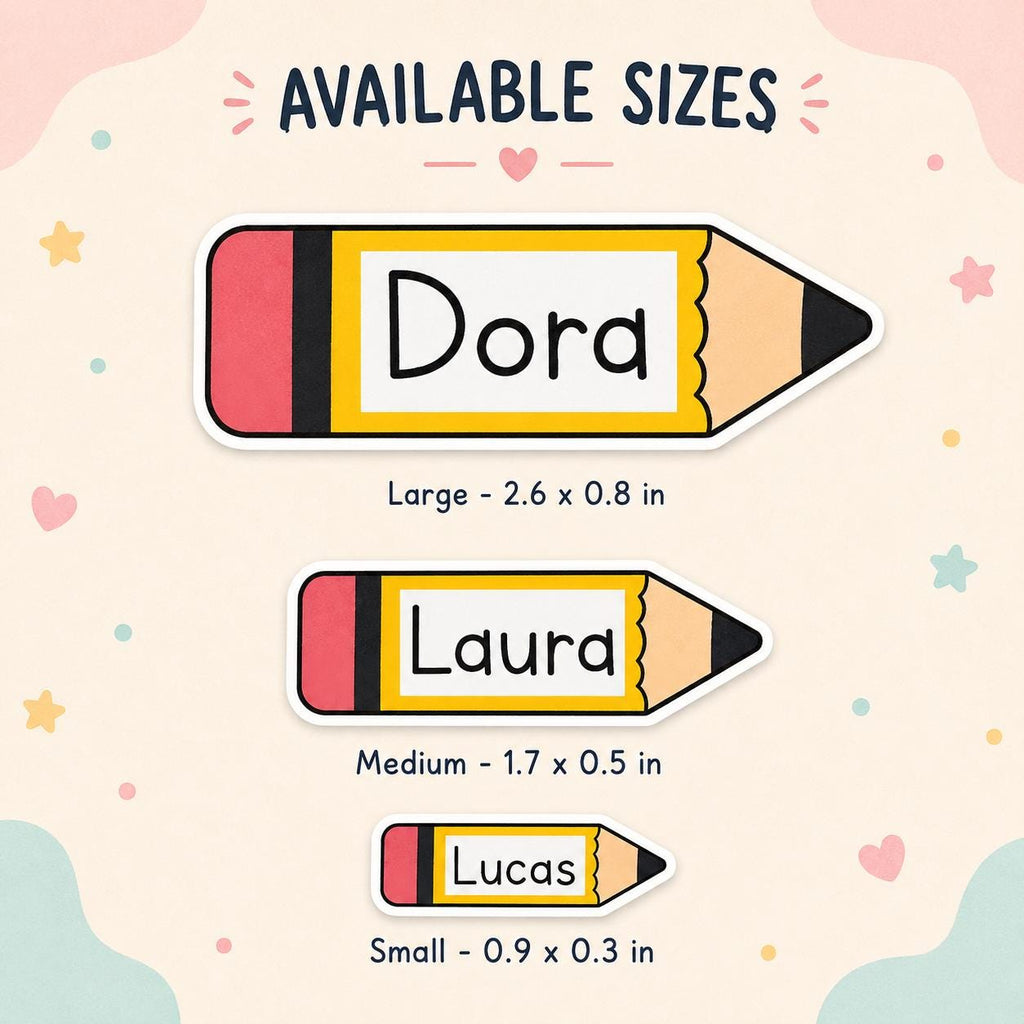 Personalized Name Stickers for Kids, Pencil Name Labels, Waterproof School Stickers, Custom Name Labels, Back to School Labels