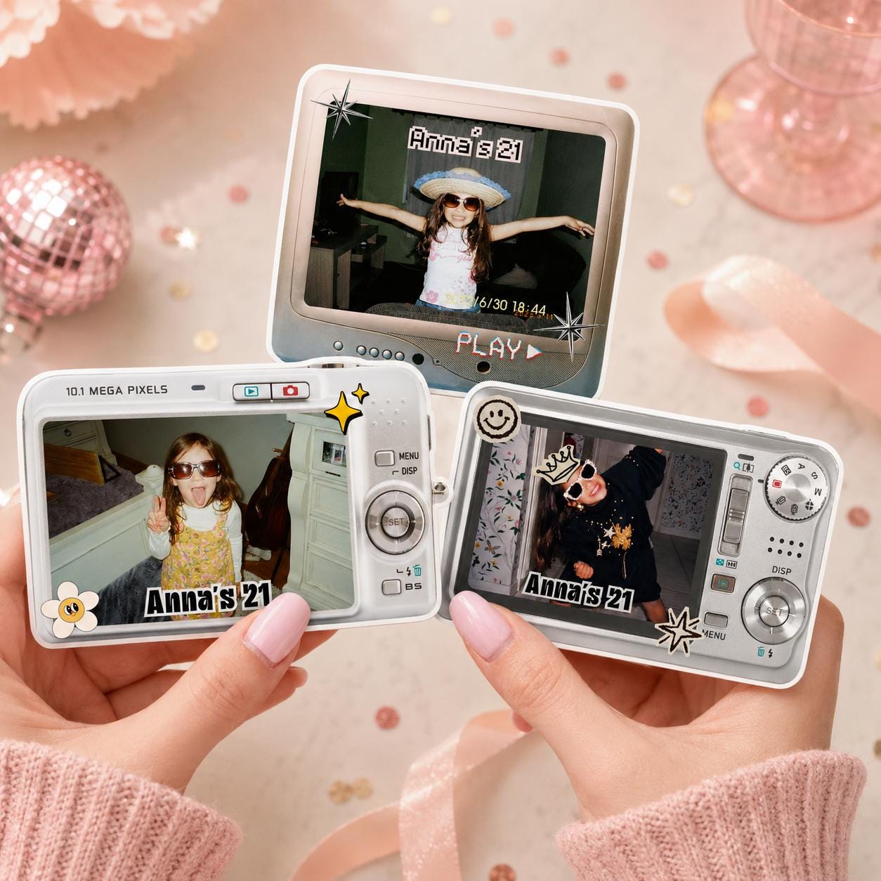 Personalized Retro Birthday Stickers, Custom Photo Birthday Stickers, Birthday Cup Stickers, Party Favor Stickers