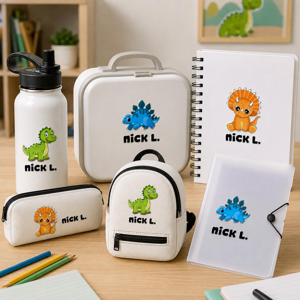 3D Embossed Name Label Stickers, Personalized UV DTF Name Stickers, Waterproof School Labels, Kids Water Bottle & Lunch Box Labels