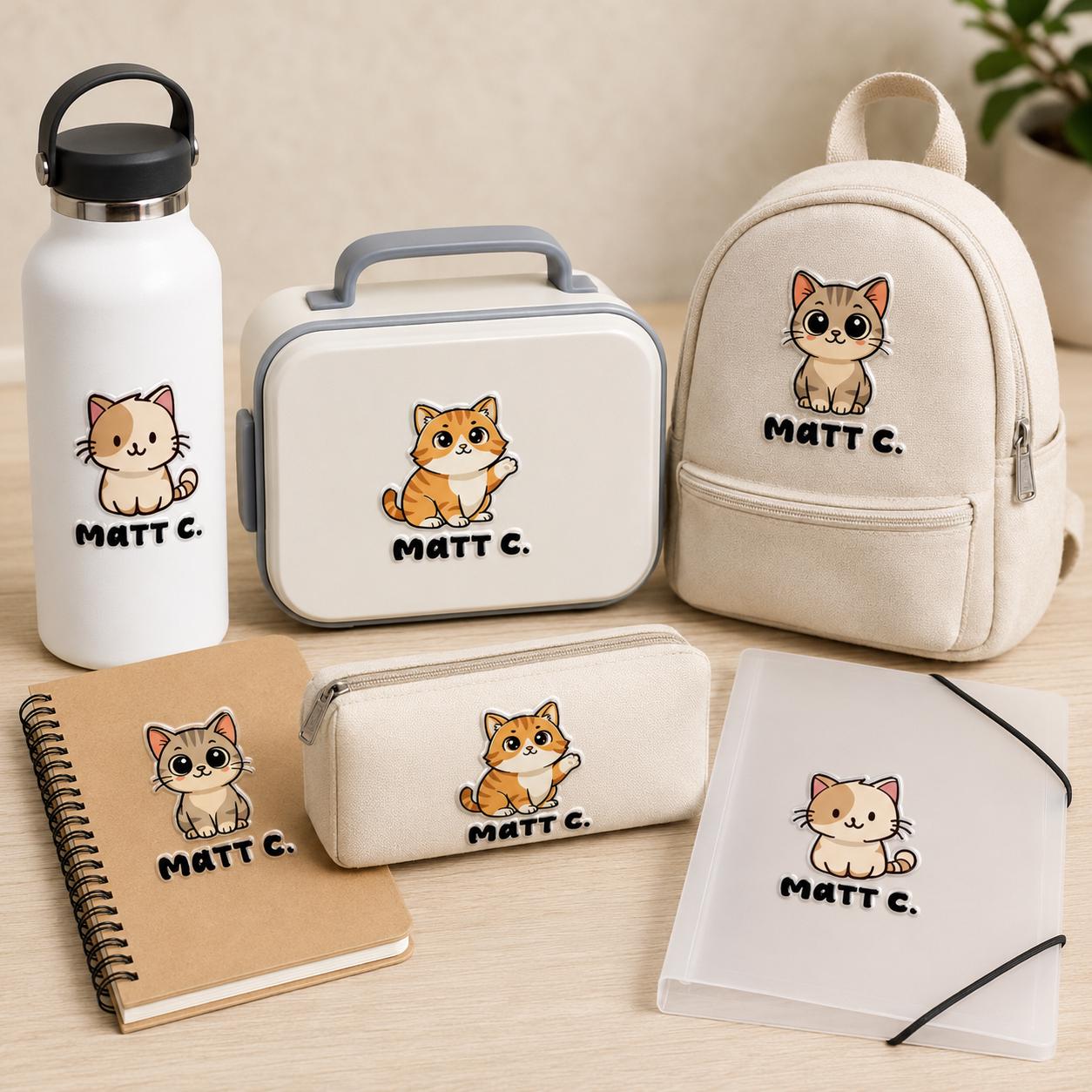 3D Embossed Name Label Stickers, Personalized UV DTF Name Stickers, Waterproof School Labels, Kids Water Bottle & Lunch Box Labels