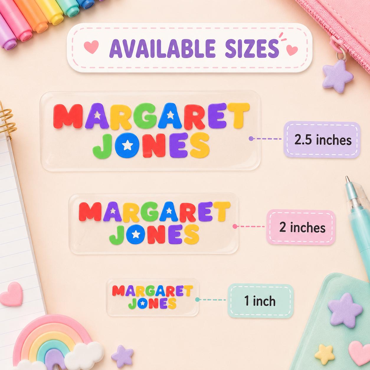 3D Embossed Name Label Stickers, Waterproof Kids School Labels, Water Bottle & Lunch Box Labels, Personalized UV DTF Name Stickers
