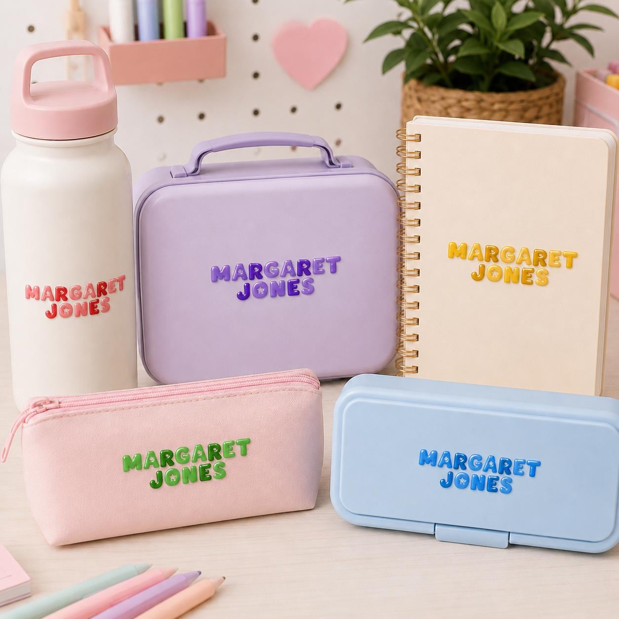 3D Embossed Name Label Stickers, Waterproof Kids School Labels, Water Bottle & Lunch Box Labels, Personalized UV DTF Name Stickers