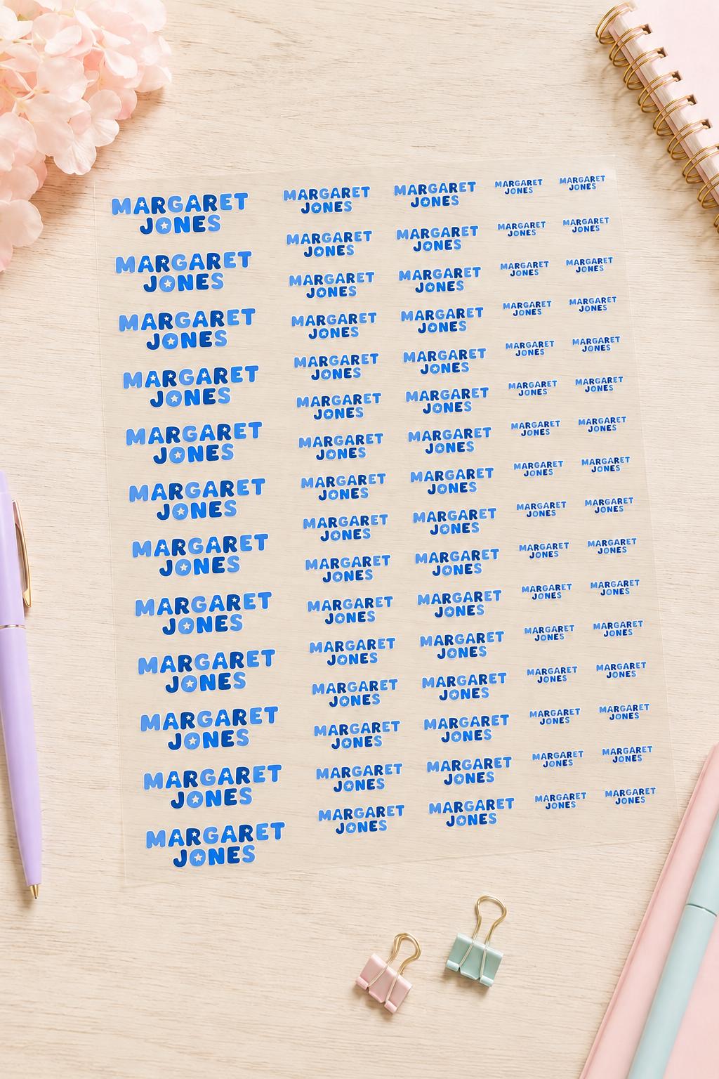 3D Embossed Name Label Stickers, Waterproof Kids School Labels, Water Bottle & Lunch Box Labels, Personalized UV DTF Name Stickers
