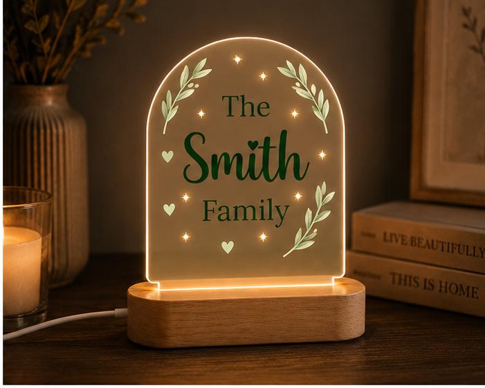 Personalized Family Name Night Light, Custom Family Photo Lamp, Acrylic LED Sign, Family Gift, Housewarming Gift, Custom Last Name Decor