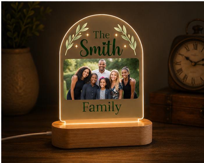 Personalized Family Name Night Light, Custom Family Photo Lamp, Acrylic LED Sign, Family Gift, Housewarming Gift, Custom Last Name Decor