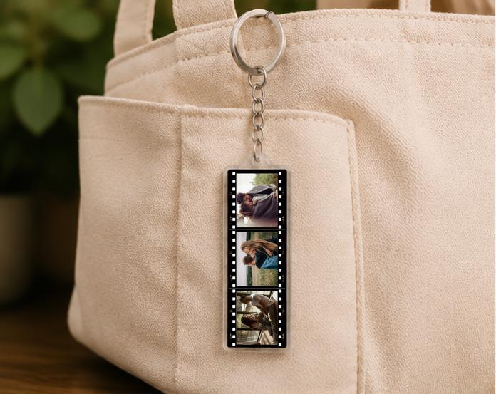 Custom Photo Film Strip Keychain, Personalized Acrylic Keychain, 3 Photo Keychain, Couples Gift, Anniversary Gift, Custom Picture Keychain