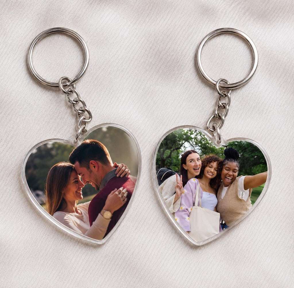 Personalized Photo Keychain, Custom Heart Keychain, Picture Keychain, Couple Photo Gift, Best Friend Gift, Custom Acrylic Keychain