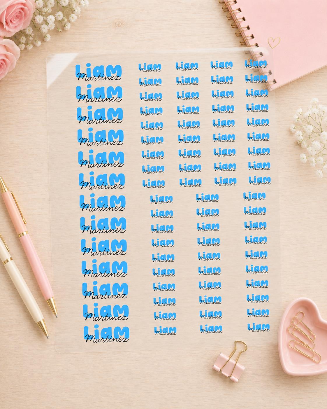 3D Embossed Name Label Stickers, Personalized UV DTF Name Stickers, Waterproof School Labels, Custom Kids Name Decals, Lunch Box Labels