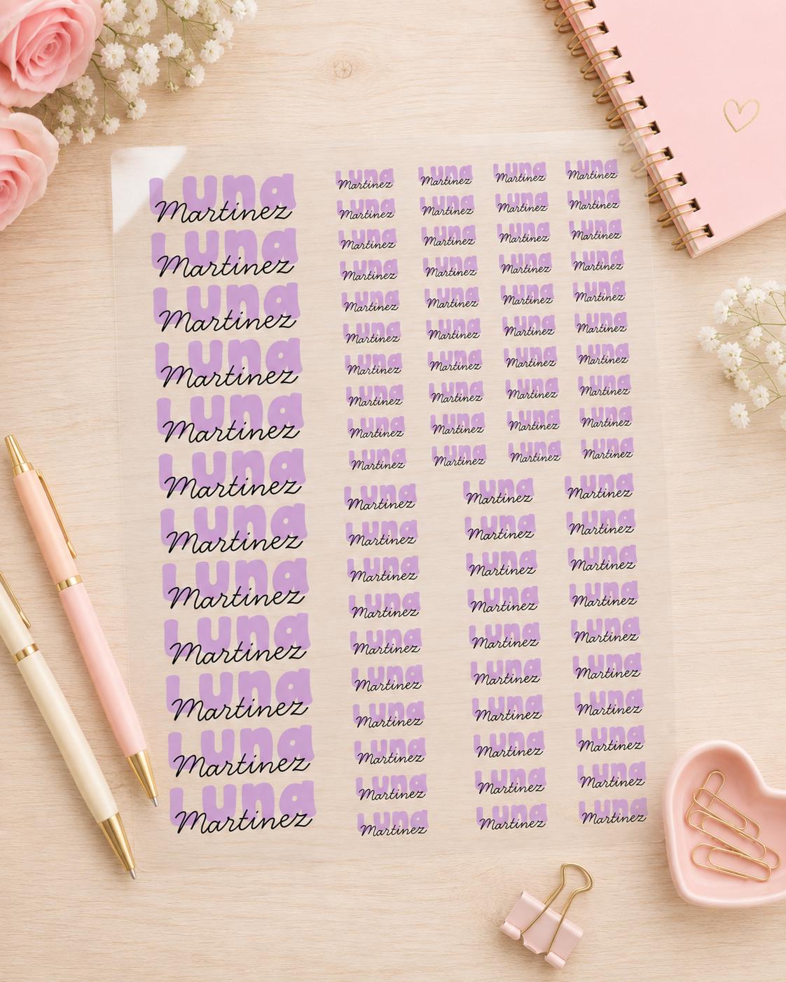 3D Embossed Name Label Stickers, Personalized UV DTF Name Stickers, Waterproof School Labels, Custom Kids Name Decals, Lunch Box Labels