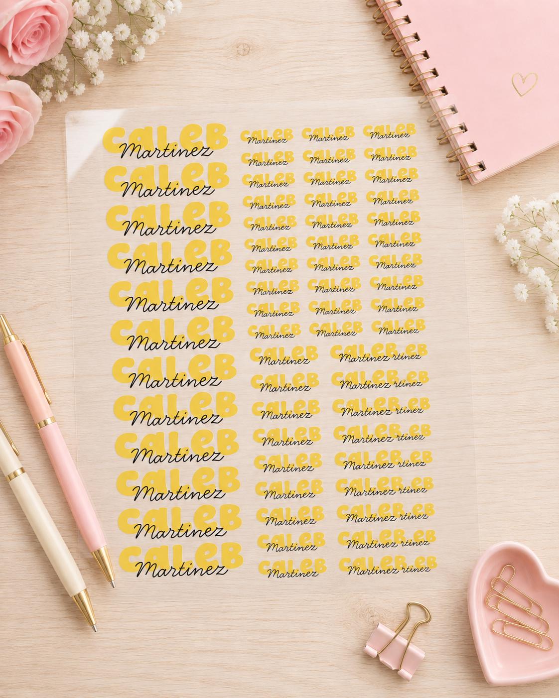3D Embossed Name Label Stickers, Personalized UV DTF Name Stickers, Waterproof School Labels, Custom Kids Name Decals, Lunch Box Labels