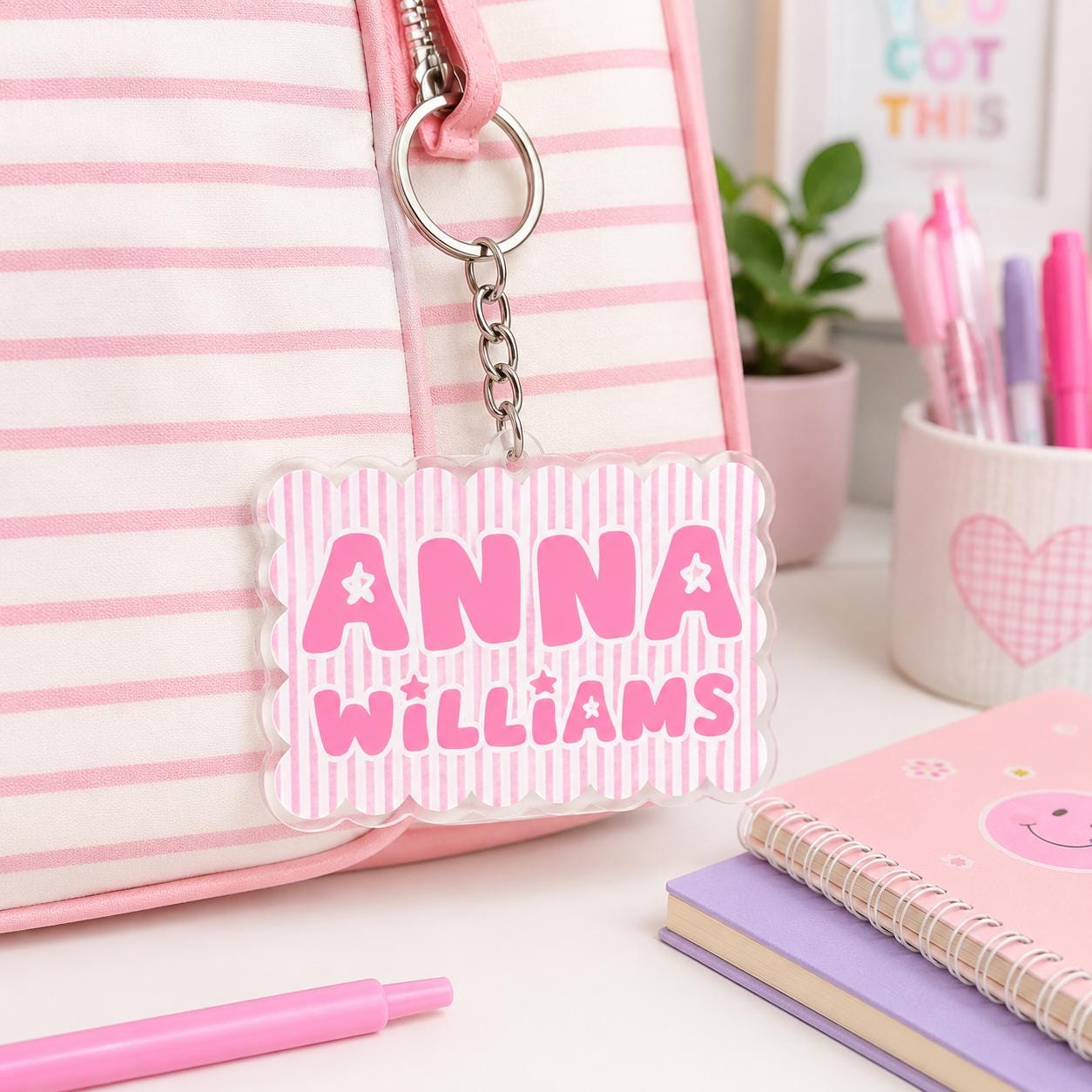 Backpack Name Tag, Personalized Name Keychain, Custom Acrylic Keychain, Kids Backpack Charm, Custom Name Tag, School Bag Tag