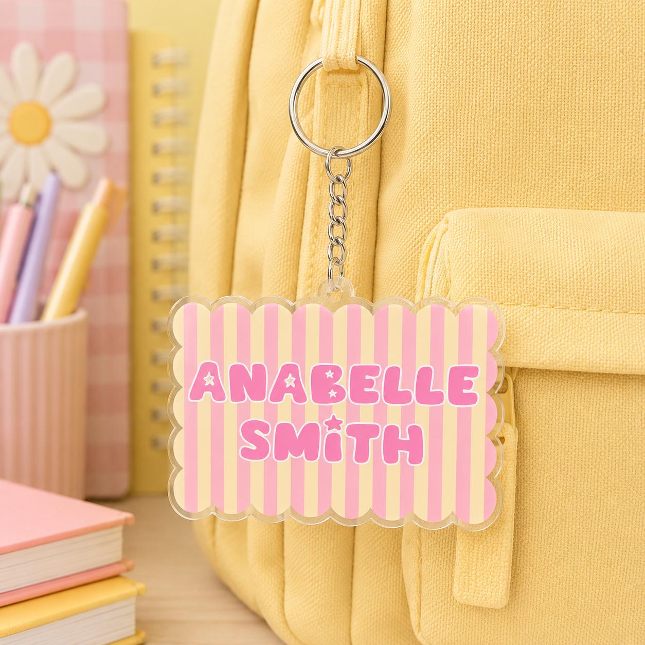 Backpack Name Tag, Personalized Name Keychain, Custom Acrylic Keychain, Kids Backpack Charm, Custom Name Tag, School Bag Tag