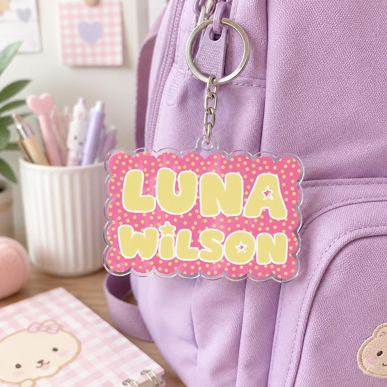 Backpack Name Tag, Personalized Name Keychain, Custom Acrylic Keychain, Kids Backpack Charm, Custom Name Tag, School Bag Tag
