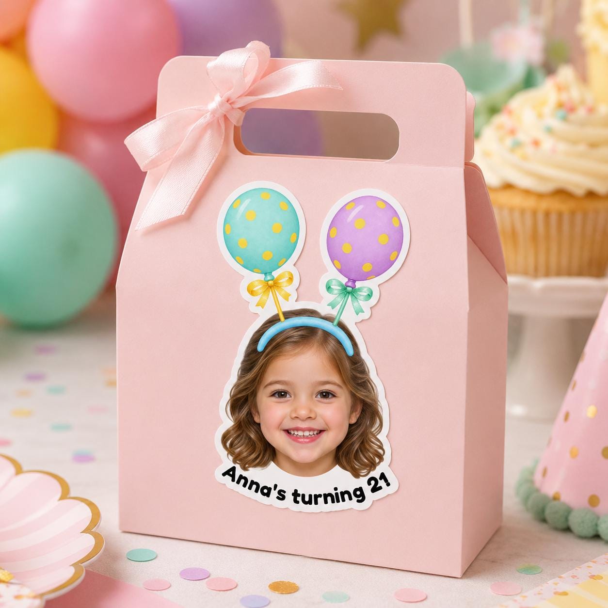 Custom Birthday Photo Stickers, Personalized Birthday Stickers, Face Stickers, Birthday Party Favor Stickers, Custom Photo Sticker