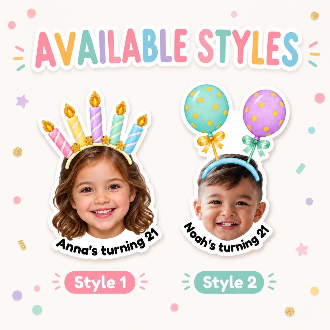 Custom Birthday Photo Stickers, Personalized Birthday Stickers, Face Stickers, Birthday Party Favor Stickers, Custom Photo Sticker