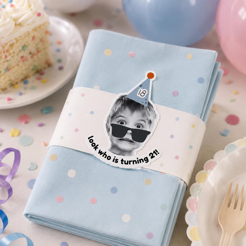 Personalized Birthday Stickers with Photo, Funny Custom Birthday Stickers, Waterproof Cup Stickers, Custom Photo Party Stickers