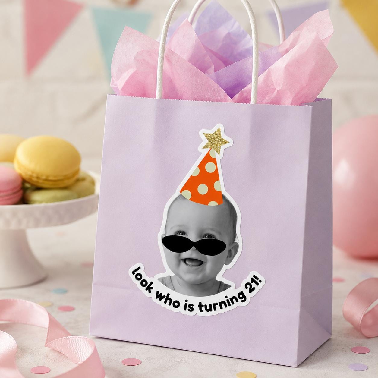 Personalized Birthday Stickers with Photo, Funny Custom Birthday Stickers, Waterproof Cup Stickers, Custom Photo Party Stickers