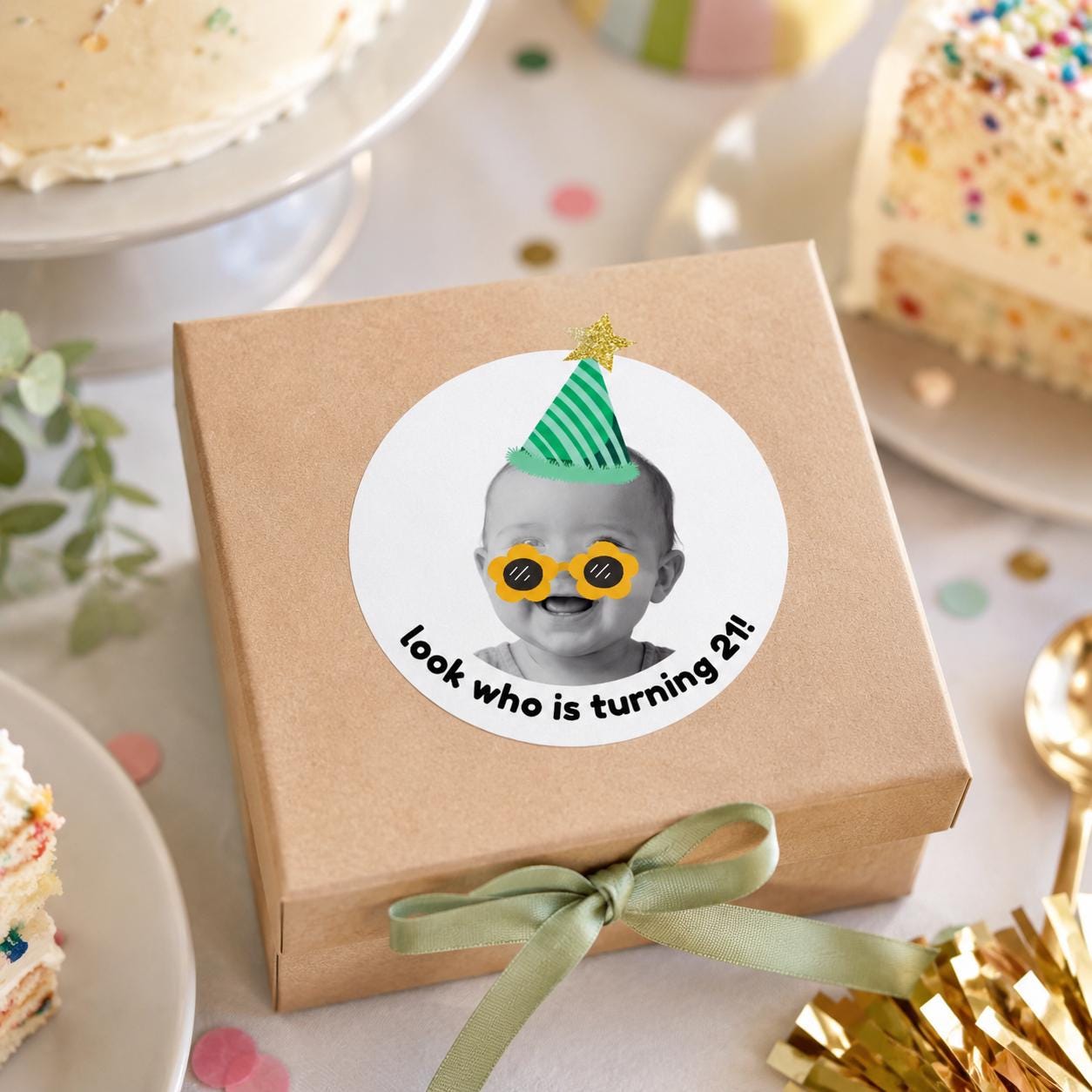 Personalized Birthday Stickers with Photo, Funny Custom Birthday Stickers, Waterproof Cup Stickers, Custom Photo Party Stickers