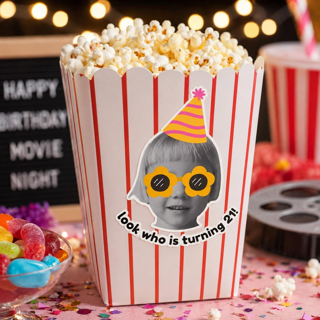 Personalized Birthday Stickers with Photo, Funny Custom Birthday Stickers, Waterproof Cup Stickers, Custom Photo Party Stickers