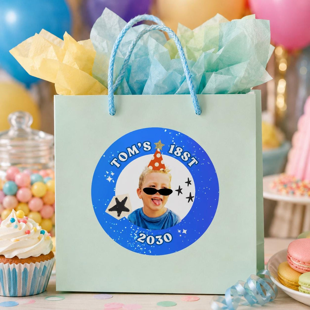 Personalized Stickers with Photo, Birthday Stickers Personalized, Custom Birthday Stickers, Birthday Cup Stickers, Custom Photo Stickers
