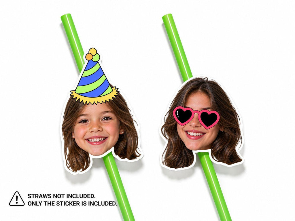 Personalized Face Straw Toppers, Custom Photo Party Decor, Funny Face Straw Decorations, Birthday Party Favors, Custom Face Cutouts
