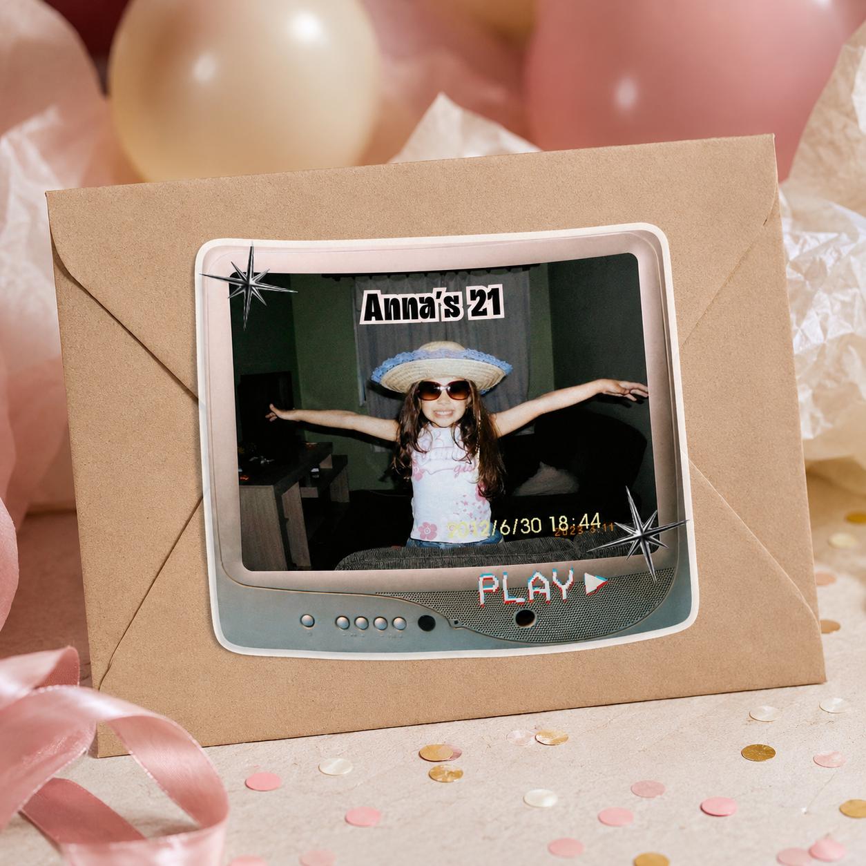 Personalized Retro Birthday Stickers, Custom Photo Birthday Stickers, Birthday Cup Stickers, Party Favor Stickers