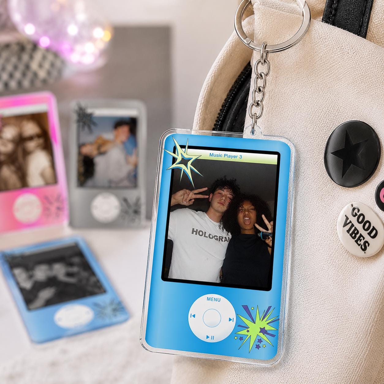 Personalized Photo Keychain, Custom Acrylic Keychain, Y2K Retro Keychain, Custom Photo Gift, iPod Style Keychain, Paint Style Keychain