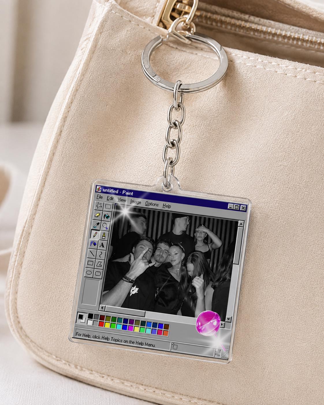Personalized Photo Keychain, Custom Acrylic Keychain, Y2K Retro Keychain, Custom Photo Gift, iPod Style Keychain, Paint Style Keychain