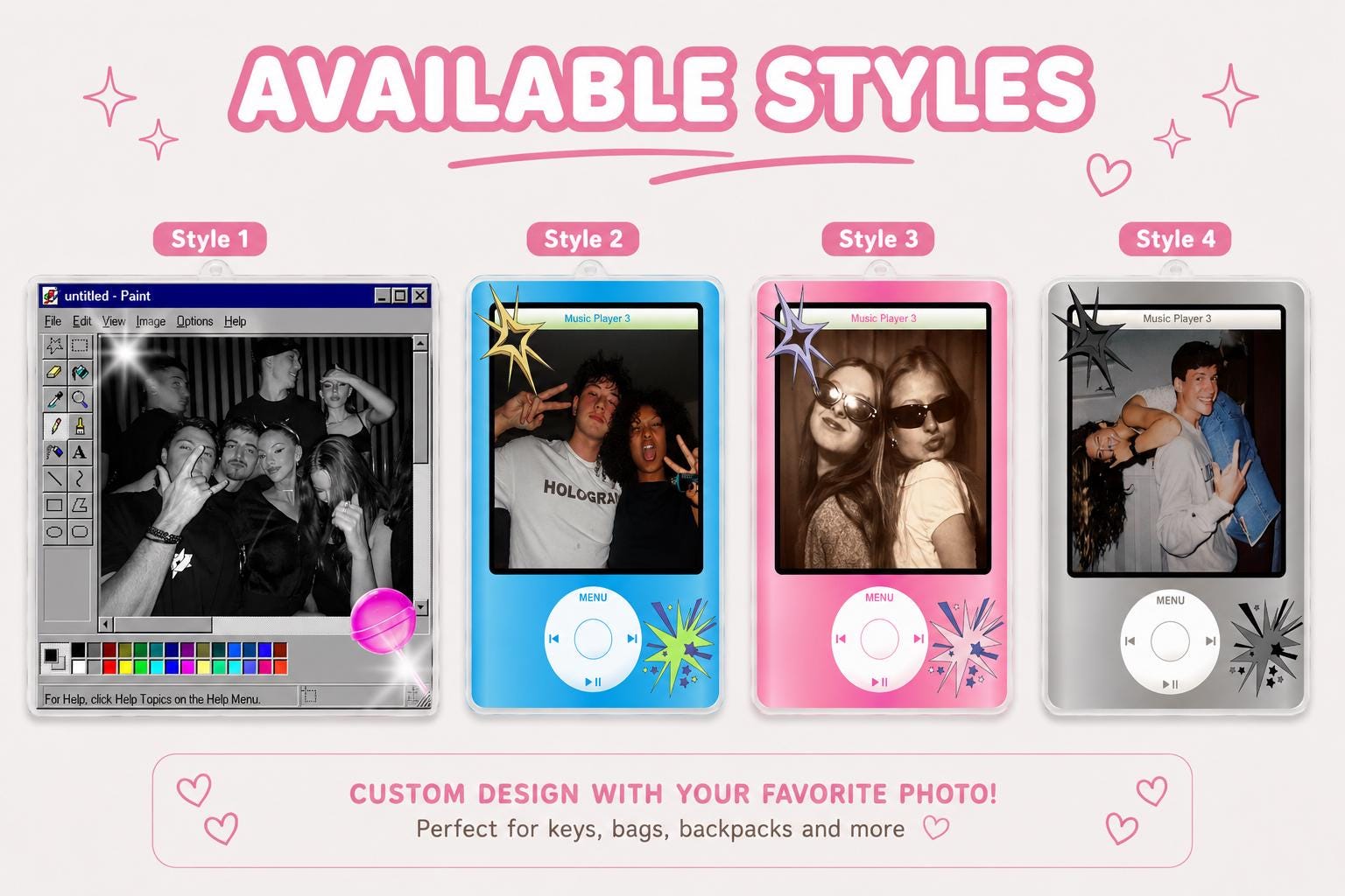 Personalized Photo Keychain, Custom Acrylic Keychain, Y2K Retro Keychain, Custom Photo Gift, iPod Style Keychain, Paint Style Keychain
